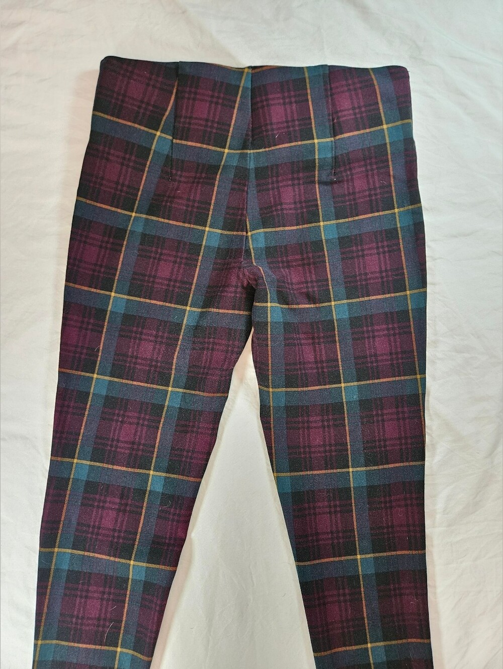 Slim Factor Investment Womens Red Plaid Elastic Waist Pull On Legging Pants Sz M - Picture 14 of 16